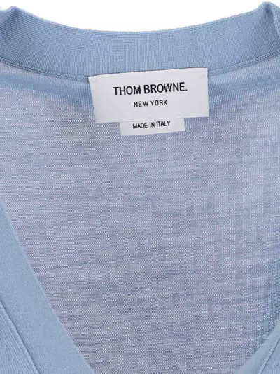 Thom Browne Virgin Wool Cardigan 4-bar In Blue