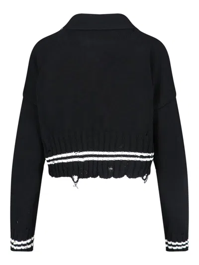 Marni Ribbed Hem Cropped Crewneck With Striped Detail