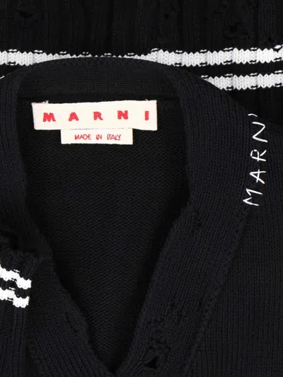 Marni Ribbed Hem Cropped Crewneck With Striped Detail