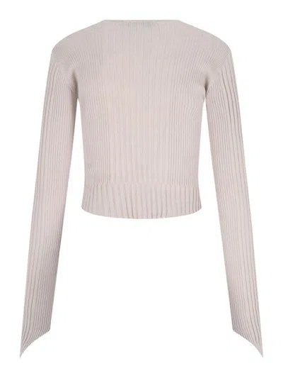 Vivienne Westwood Sleeve Button Cropped Ribbed Top In Neutral