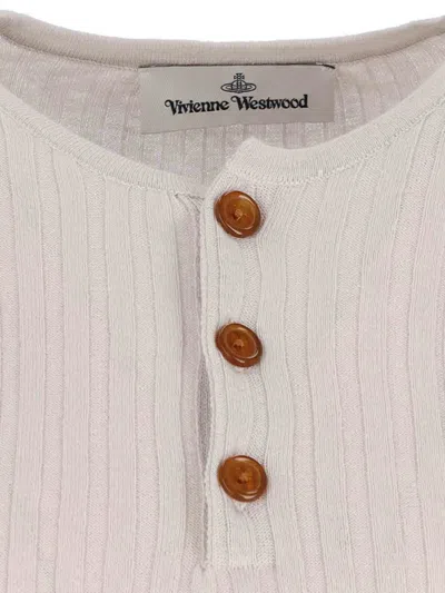Vivienne Westwood Sleeve Button Cropped Ribbed Top In Neutral
