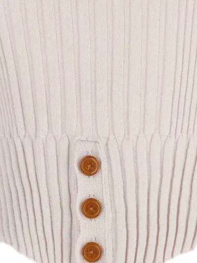 Vivienne Westwood Sleeve Button Cropped Ribbed Top In Neutral