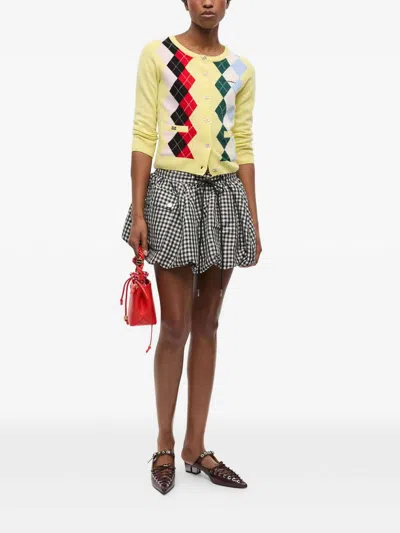 Ganni Knitwear Cardigan With Argyle Pattern And Pockets