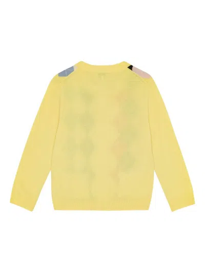 Ganni Knitwear Cardigan With Argyle Pattern And Pockets