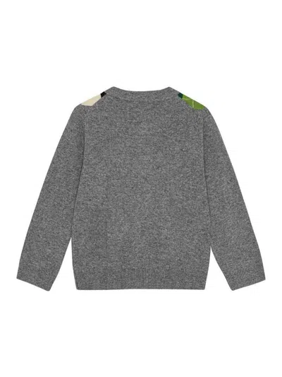 Ganni Cardigan Checkered Argyle Pattern In Gray