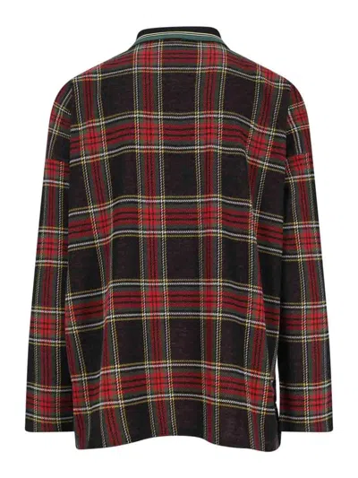 Vivienne Westwood Crewneck Sweater With Plaid Pattern And Button Detail In Brown