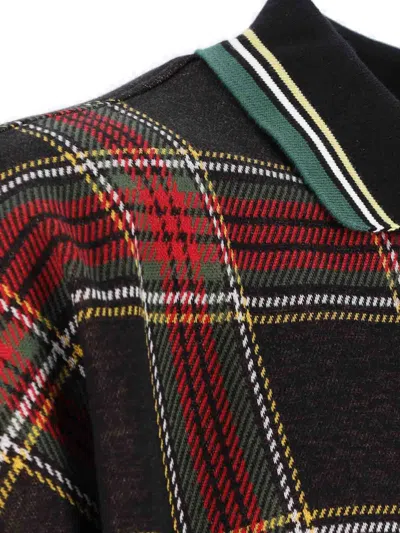 Vivienne Westwood Crewneck Sweater With Plaid Pattern And Button Detail In Brown