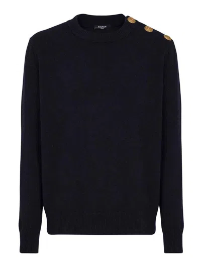 Balmain Classic Crew Neck Sweater In Black