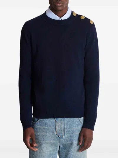 Balmain Classic Crew Neck Sweater In Black
