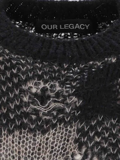 Our Legacy Patchwork Design Black Sweater With Round Neckline