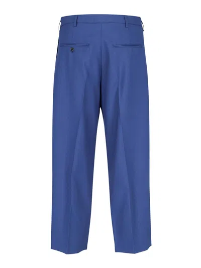 Marni Straight Trousers With Back Pocket And Belt Loops In Blue