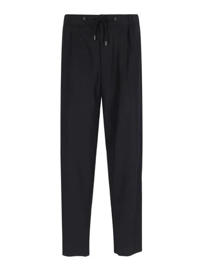 Giorgio Armani Trousers Featuring Elastic Waistband And Pockets In Black