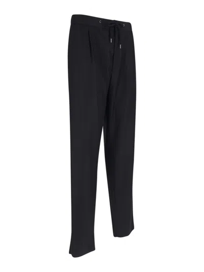 Giorgio Armani Trousers Featuring Elastic Waistband And Pockets In Black