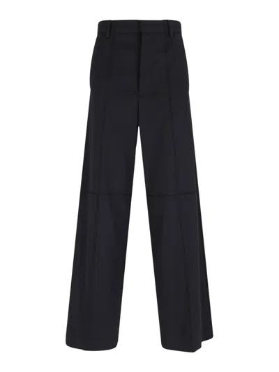 Mm6 Maison Margiela Mm6 By Maison Margiela Wide-leg Black Wool Blend Trousers In Blue