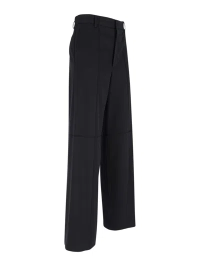 Mm6 Maison Margiela Mm6 By Maison Margiela Wide-leg Black Wool Blend Trousers In Blue