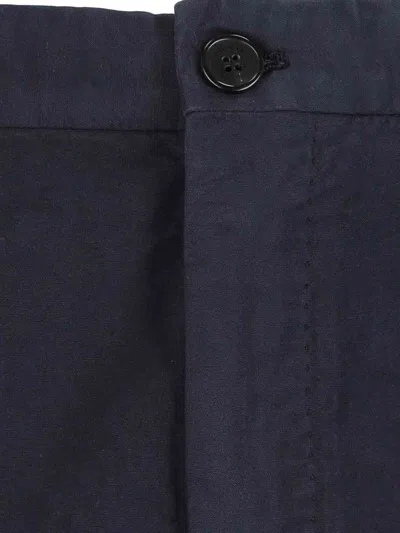 Incotex Navy Chinos With Pleated Front And Classic Straight Leg In Blue