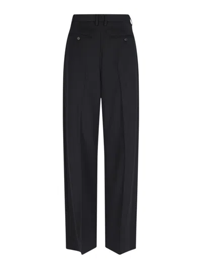 Mm6 Maison Margiela Mm6 By Maison Margiela High-waisted Black Tailored Pants With Wide-leg Silhouette In Black