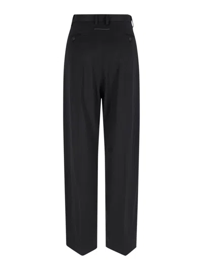 Mm6 Maison Margiela Mm6 By Maison Margiela High-waisted Black Tailored Pants With Wide-leg Silhouette In Black