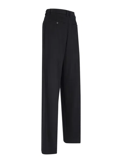 Mm6 Maison Margiela Mm6 By Maison Margiela High-waisted Black Tailored Pants With Wide-leg Silhouette In Black