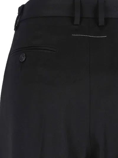 Mm6 Maison Margiela Mm6 By Maison Margiela High-waisted Black Tailored Pants With Wide-leg Silhouette In Black