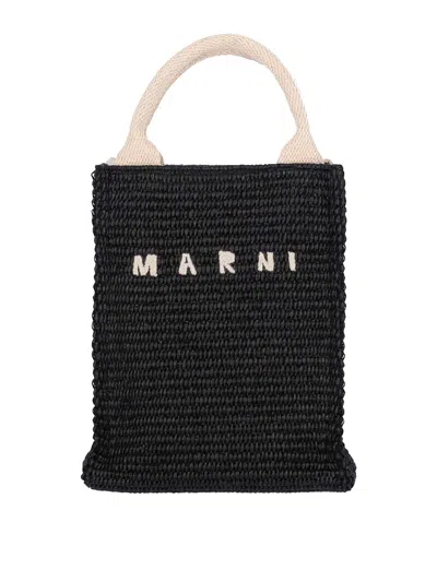 Marni Tote Bag With Contrast Handles And Woven Texture