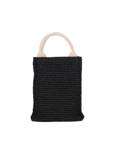 Marni Tote Bag With Contrast Handles And Woven Texture