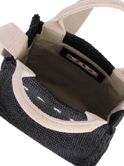 Marni Tote Bag With Contrast Handles And Woven Texture