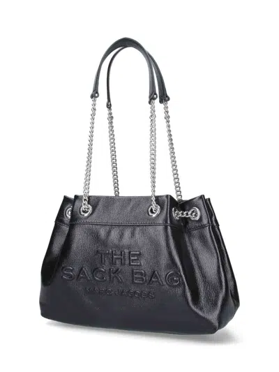 Marc Jacobs Structured Black Shoulder Bag With Drawstring Closure In Black