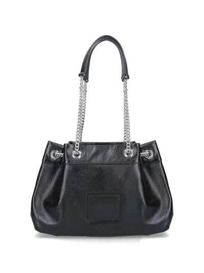 Marc Jacobs Structured Black Shoulder Bag With Drawstring Closure In Black