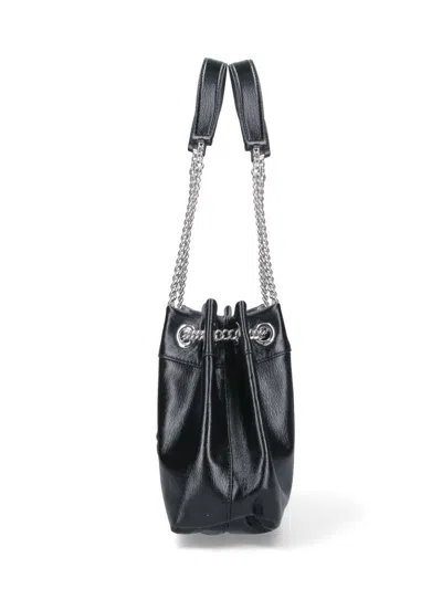 Marc Jacobs Structured Black Shoulder Bag With Drawstring Closure In Black