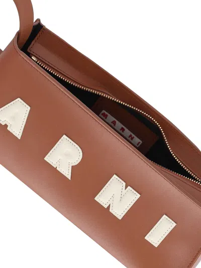 Marni Museo Hobo Leather Shoulder Bag In Brown