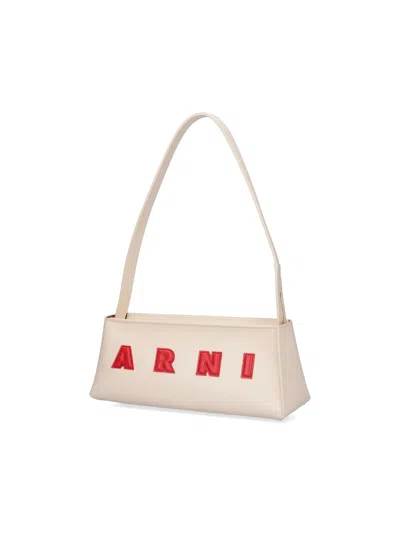 Marni Borsa A Spalla Museo Baguette In Pelle Crema