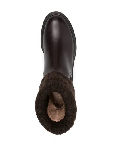 Gianvito Rossi Tenney Calf Knit Chalet Boots Mocha