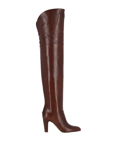 Chloé 85mm Eve Leather Over-the-knee Boots In 25e Sooty Brown