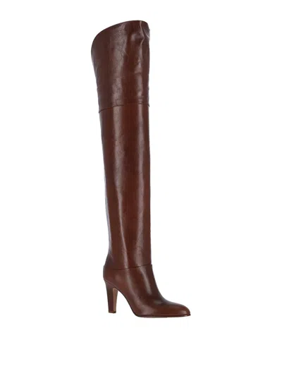 Chloé 85mm Eve Leather Over-the-knee Boots In 25e Sooty Brown