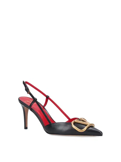 Valentino Garavani Vlogo Signature Satin Slingback Pumps 80mm Woman Black 40.5