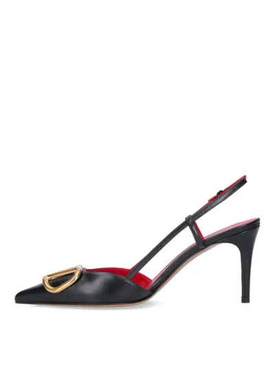 Valentino Garavani Vlogo Signature Satin Slingback Pumps 80mm Woman Black 40.5