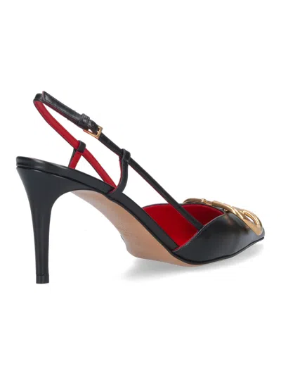 Valentino Garavani Vlogo Signature Satin Slingback Pumps 80mm Woman Black 40.5