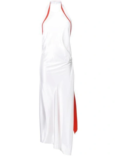 Shop Mugler Leather Paneled Dress In White
