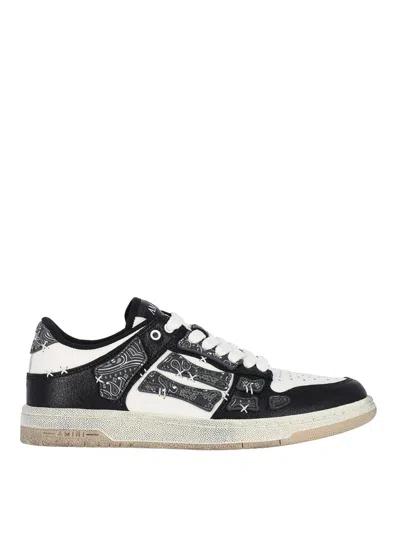 Amiri Skel Top Black Low Top Sneakers With Logo Patch On The Tongue And Logo Lettering On The Heel In Leat