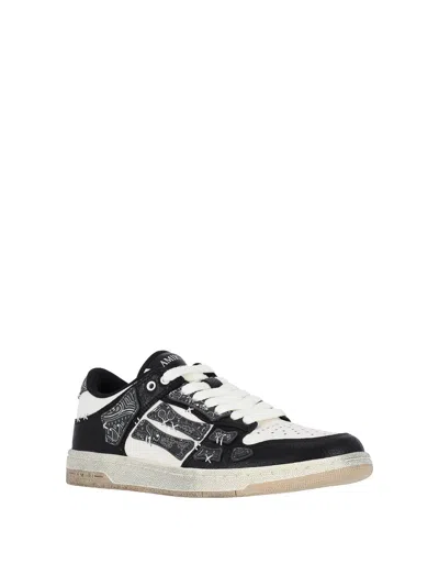 Amiri Skel Top Black Low Top Sneakers With Logo Patch On The Tongue And Logo Lettering On The Heel In Leat