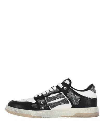 Amiri Skel Top Black Low Top Sneakers With Logo Patch On The Tongue And Logo Lettering On The Heel In Leat