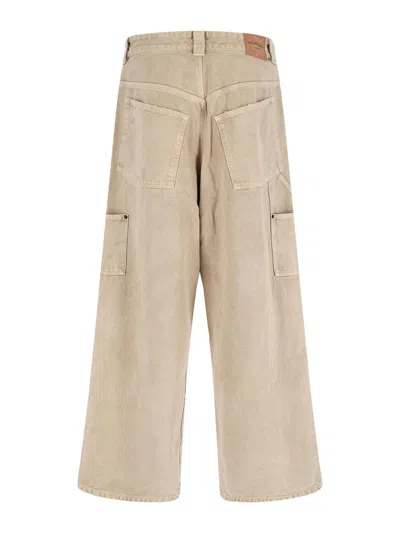 Balenciaga Straight Trousers Contrast Panels In Neutral