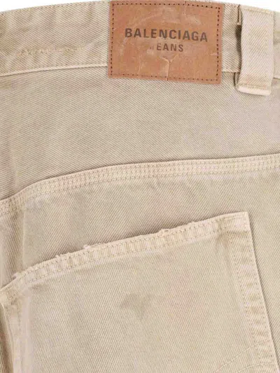 Balenciaga Straight Trousers Contrast Panels In Neutral