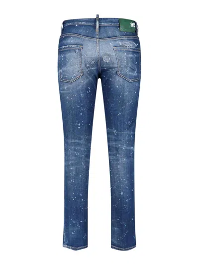 Dsquared2 Straight Leg Trousers Distressed Styling In Blue