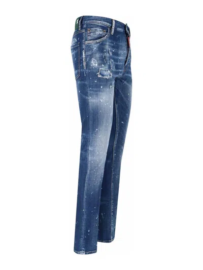 Dsquared2 Straight Leg Trousers Distressed Styling In Blue