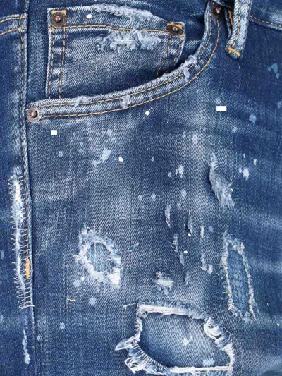 Dsquared2 Straight Leg Trousers Distressed Styling In Blue