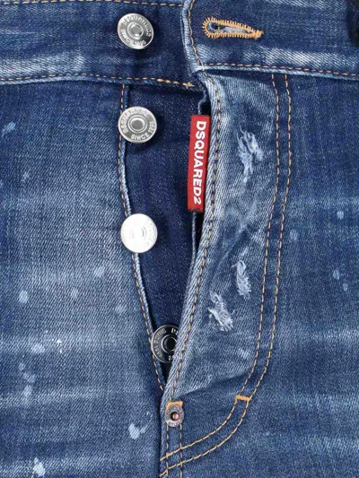 Dsquared2 Straight Leg Trousers Distressed Styling In Blue