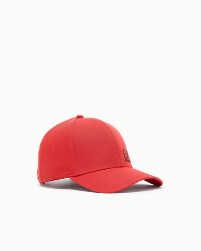 Ea7 Train Core Cotton Baseball Cap In Red