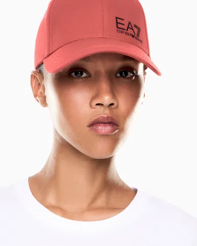 Ea7 Train Core Cotton Baseball Cap In Red